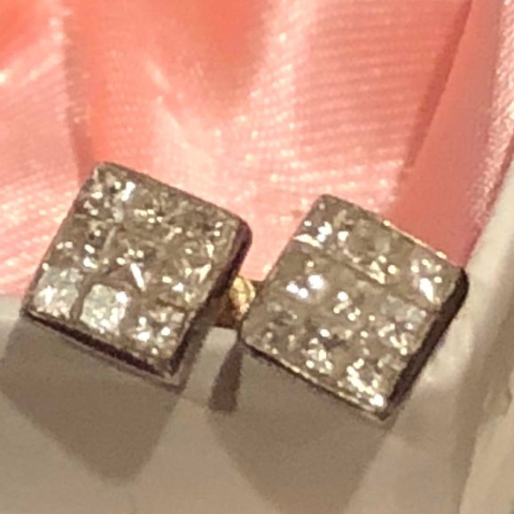 UNKNOWN Jewelry - WHITE GOLD PRINCESS CUT DIAMOND EARRINGS